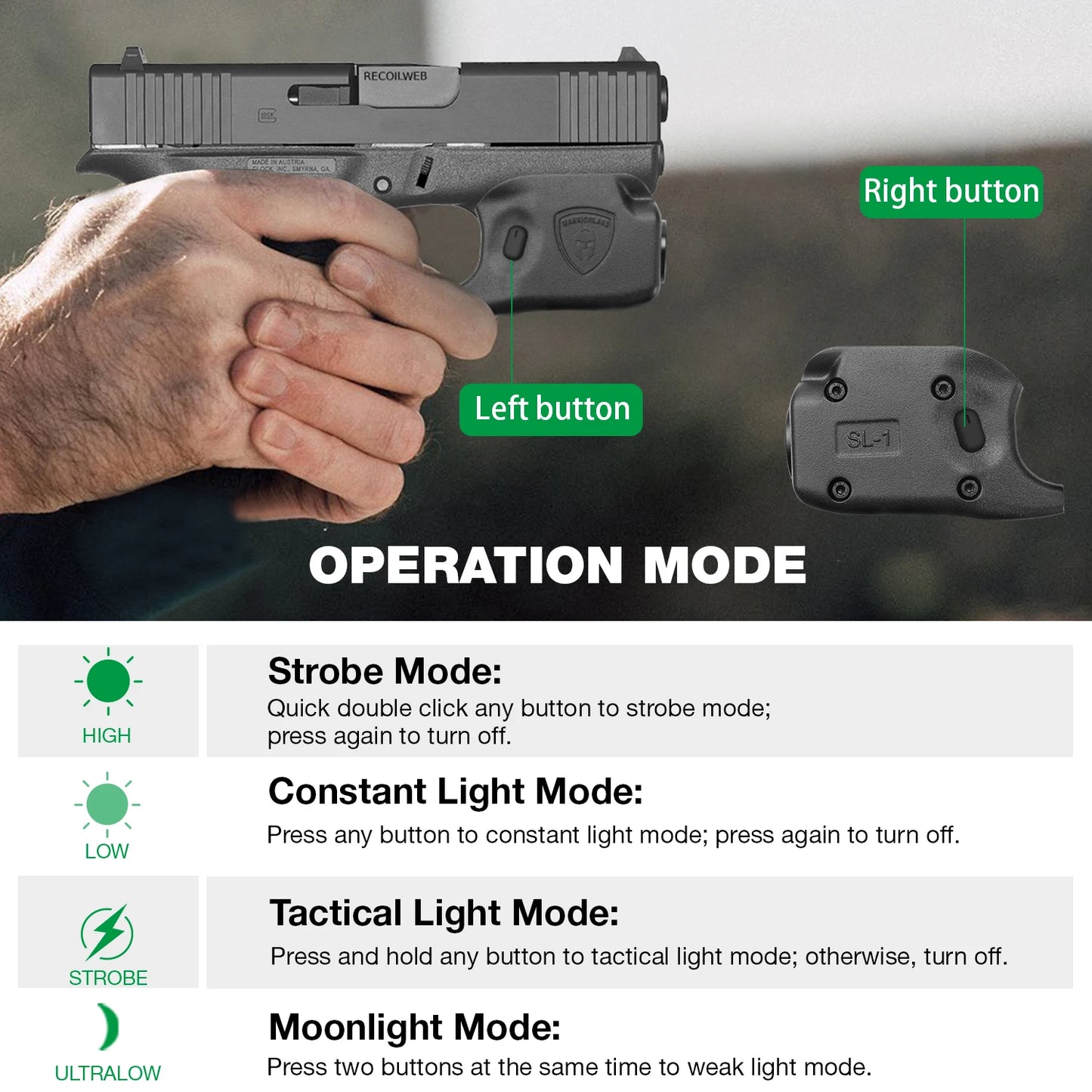 150 Lumens Handgun Flashlight Various Models