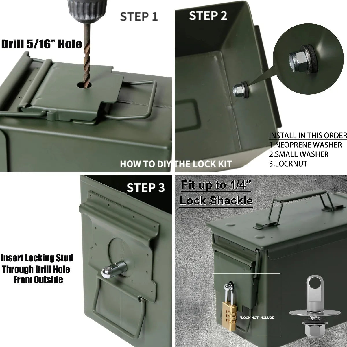 50 Cal Ammo Box Can Steel Secret Hidden Safe Lock