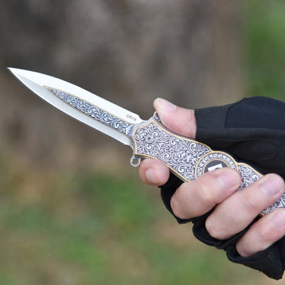 Outdoor Survival Pocket Knife Self Defense Cutter Fingertip Gyro Folding Knife