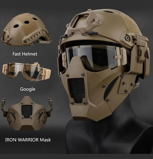 Multi Function Iron Mesh Tactical Mask with Fast Helmet