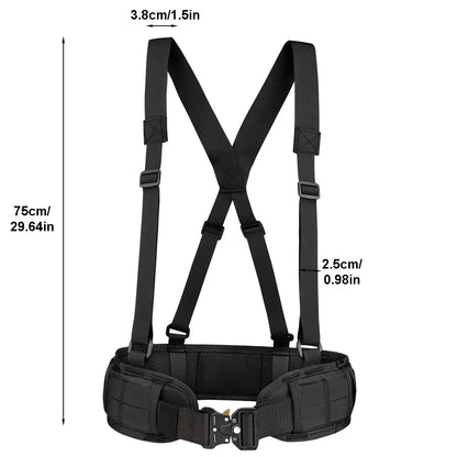 Tactical Battle Combat Air-soft Padded Equipment Molle Waist Belt with Adjustable Suspenders Free Straps