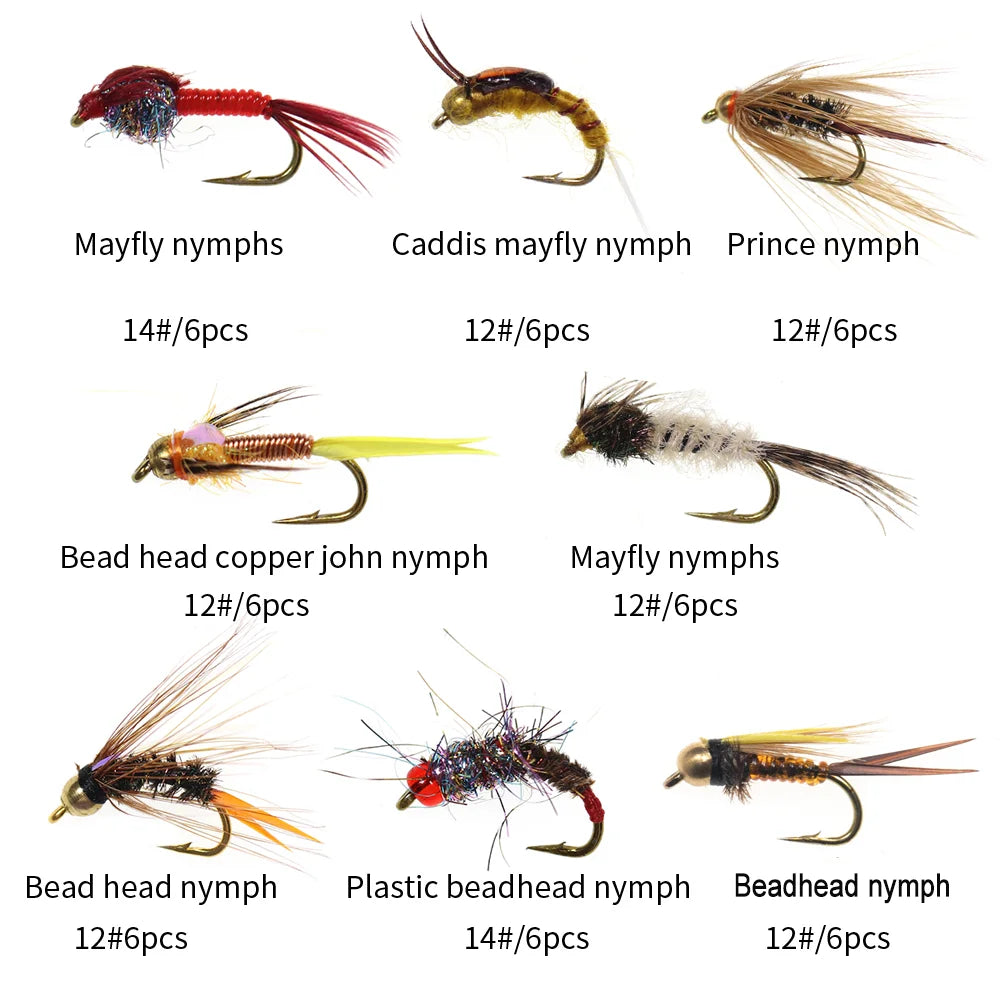 48pcs Dry Flies with Fly Box for Trout Fishing Lure Bait