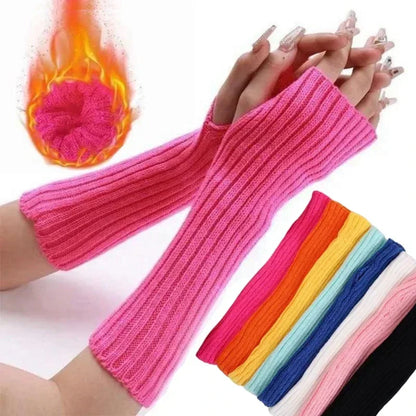Fingerless Gloves Women Mitten Winter Arm Warmer