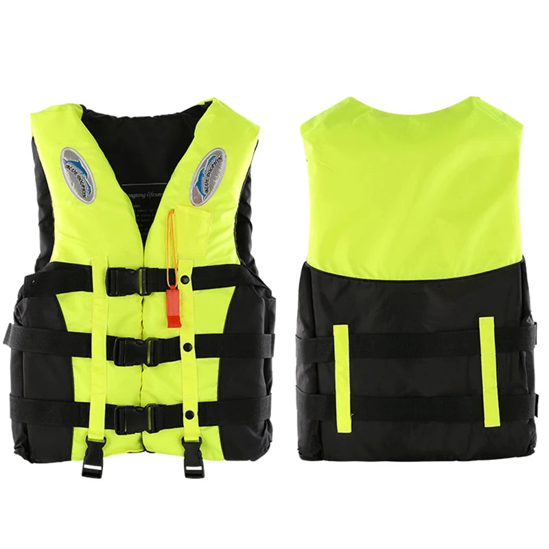 Outdoor Adult Swimming Life Jacket Adjustable Polyester Children Life Vest W/ Whistle