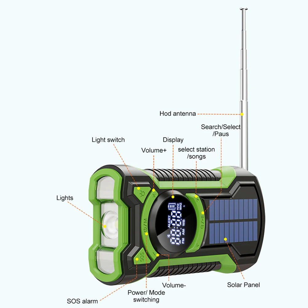 Multi-Powered Radio Solar 5000mAh Hand Crank