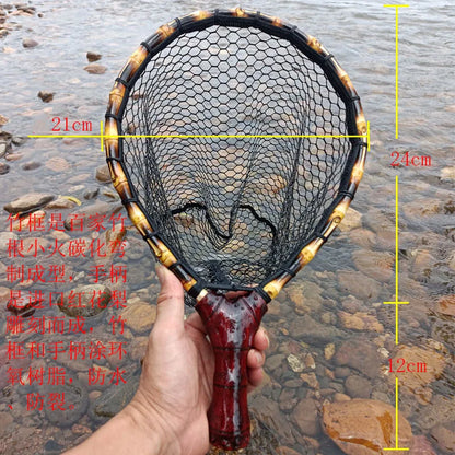 Pure Handmade Wooden handle Fly Fishing Hand Net Small
