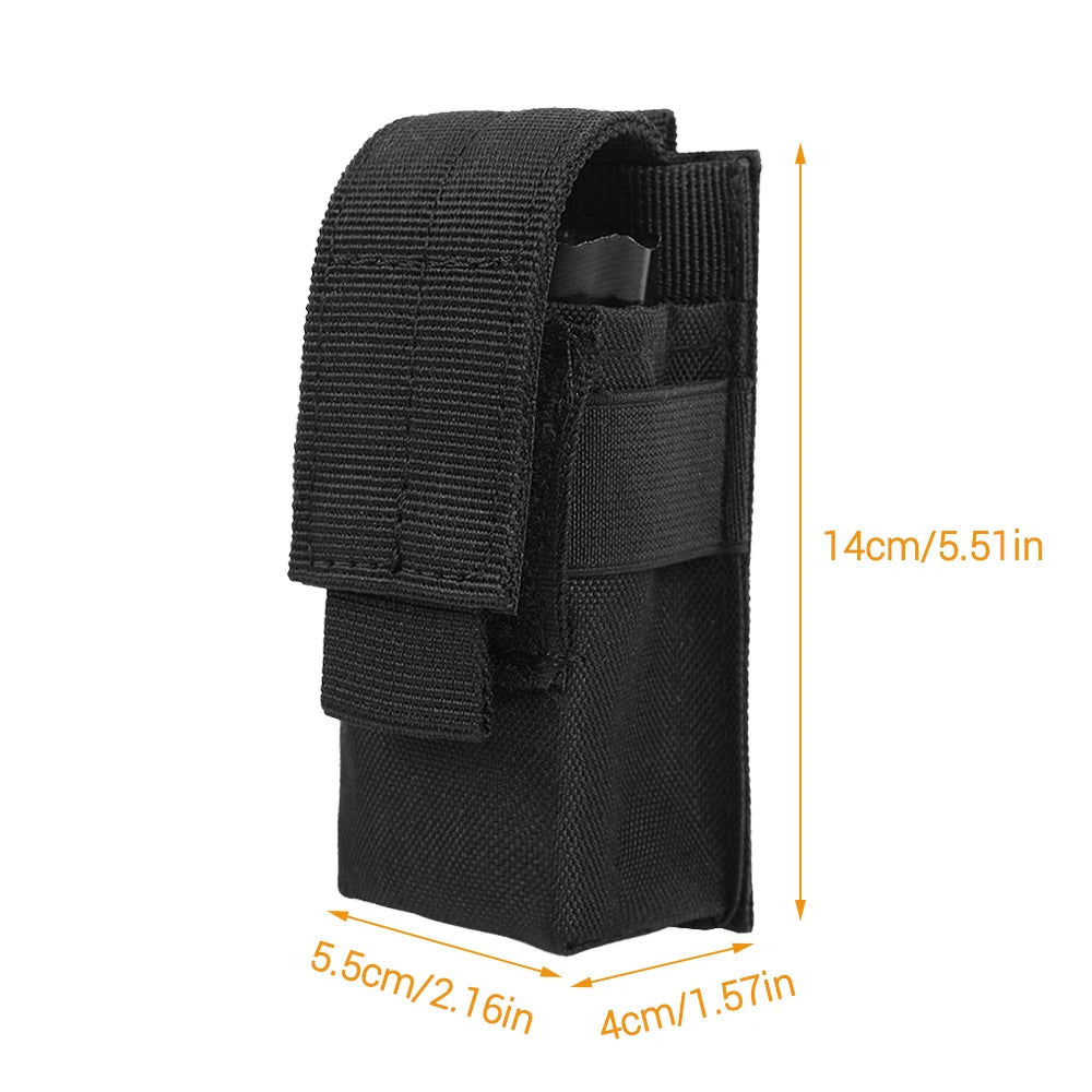 Tactical Magazine Pouch Military Molle Flashlight Knife Holster