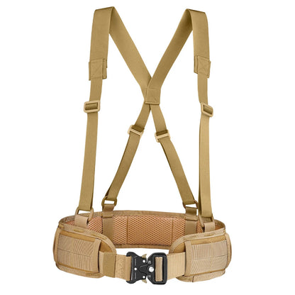 Tactical Battle Combat Air-soft Padded Equipment Molle Waist Belt with Adjustable Suspenders Free Straps