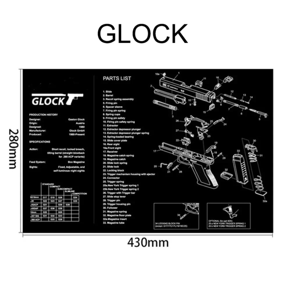 Tactical Glock Gun Cleaning Rubber Mat