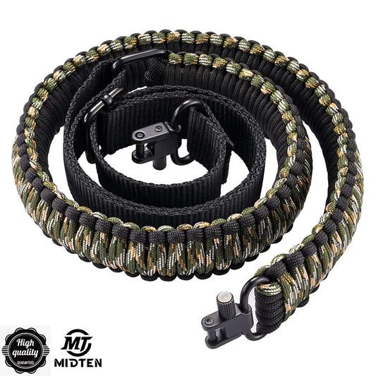 Adjustable Rifle Gun Sling Shoulder Strap Belt 550 Paracord 2 Point with Tri-Lock Swivel