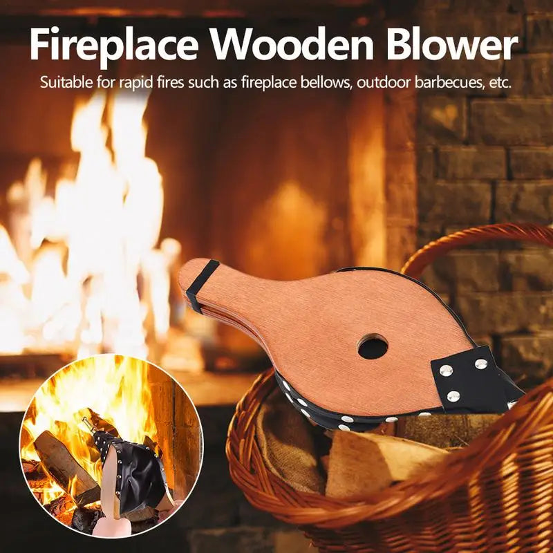 Mini Vintage Wooden Manual for Fire Blower