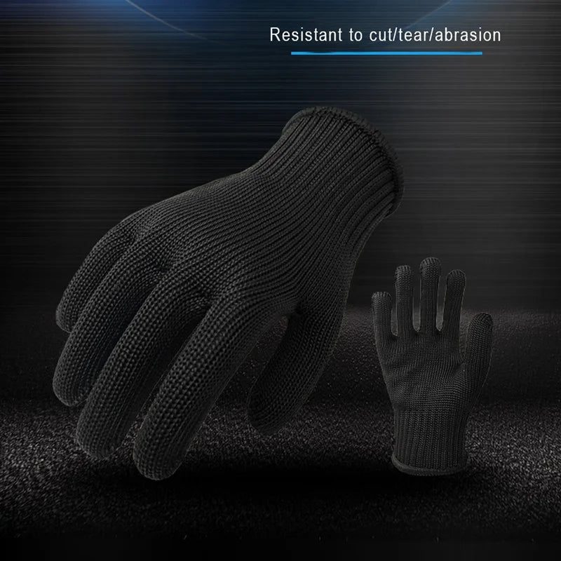 1 Pair Self Defense Gloves Black Steel Wire Metal Mesh