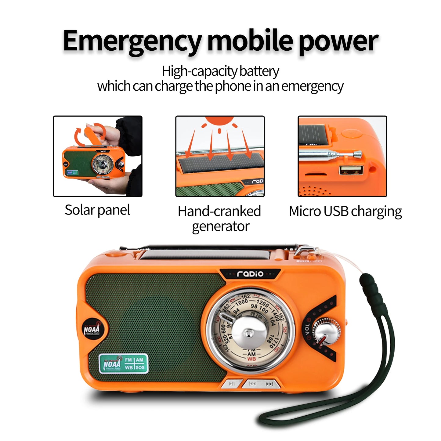 Solar Hand Crank Emergency Rechargeable Radio