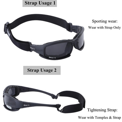 Army Goggles Sunglasses 4 Lens Kit Men's