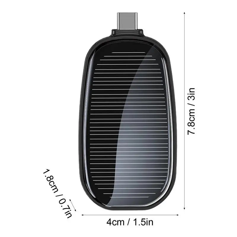 Mini Solar Power Bank Portable Keychain Powerbank For Cell Phone TYPE-C Outdoor Backup Emergent Power 1200mAh Phone Charger