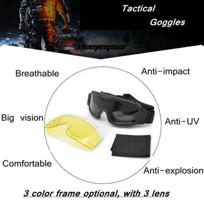 Tactical Goggles with 3 Lens Combat