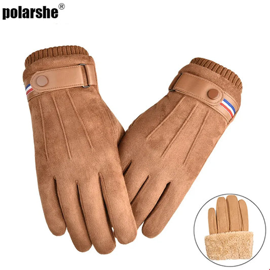 Men's Winter Suede Warm Split Military Finger Gloves