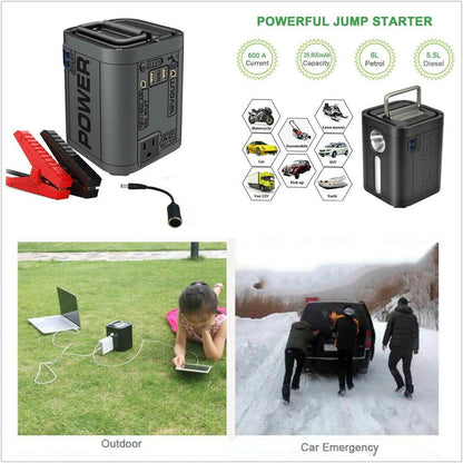 Portable Power Station 12V Car Booster Auto Jump Starter AC Generator